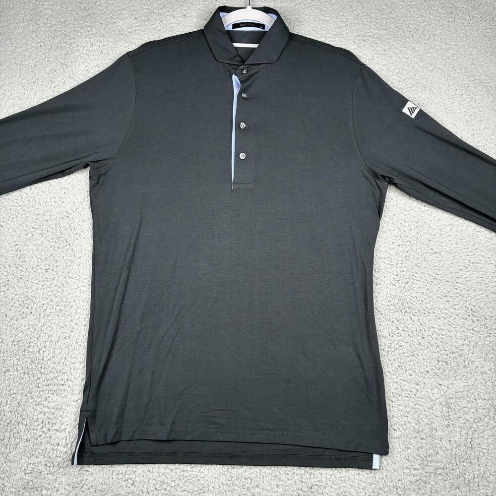 Greyson Polo Shirt Men's M Gray Performance Stretch Long Sleeve Golf Logo - Picture 5 of 8